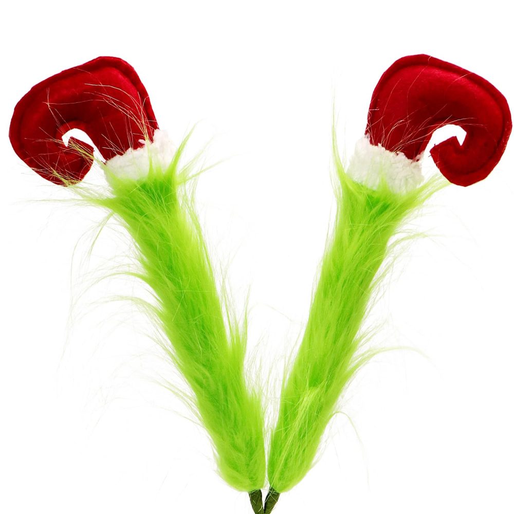 2Pcs Christmas Elf Legs Picks Green Furry Monster Legs Xmas Tree Topper Elf Feet Ornaments for Cristmas Tree Decoration Vase Filler Centerpiece Seasonal Party Home Decor (Green) - Image 2