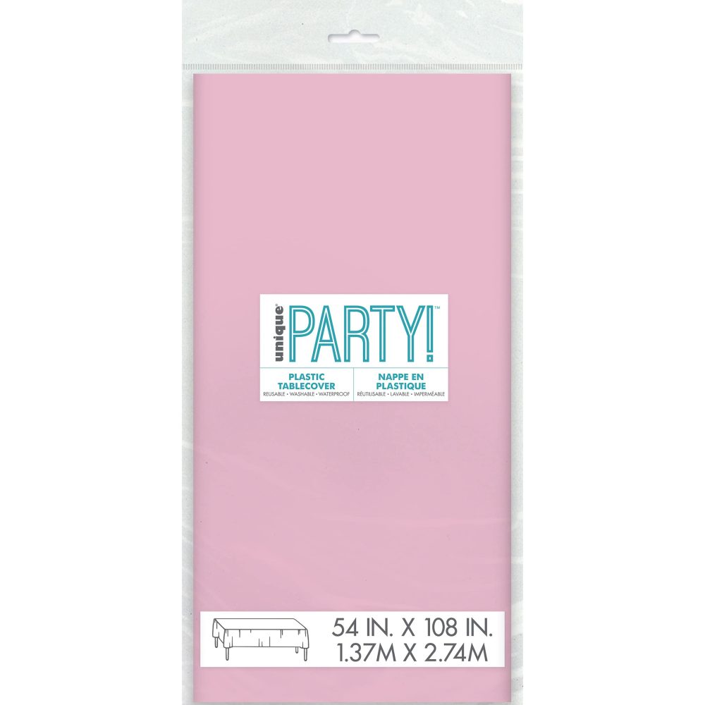 Solid Lovely Pink Rectangular Plastic Table Cover (137cm x 274cm) 1 Count - Elegant & Durable Tablecloth for Parties, Events, and Home Use - Image 2
