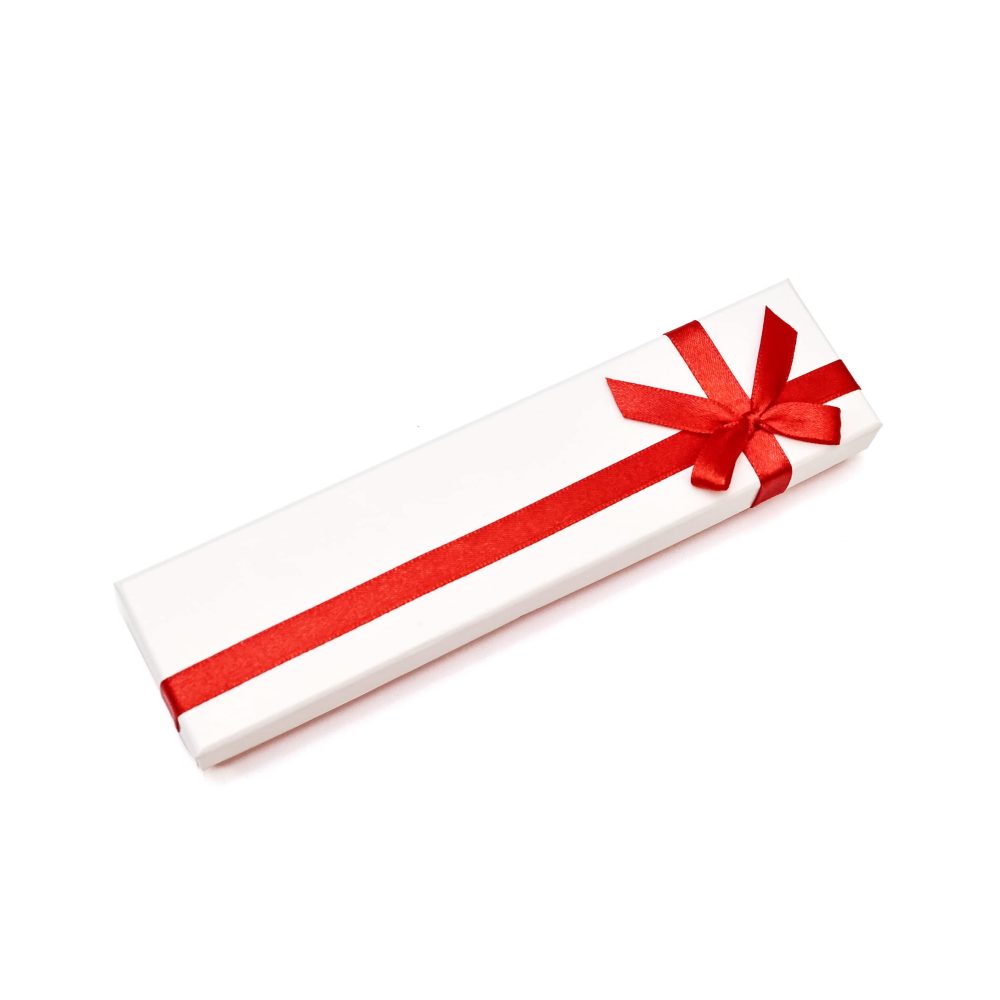 White Kraft Gift Boxes With Red Ribbon Jewellery Cardboard Small Gift Boxes With Lids For Presents Necklace Bracelet Earrings Rings Bangle Charms Wholesale Sets (Chain) - Image 4