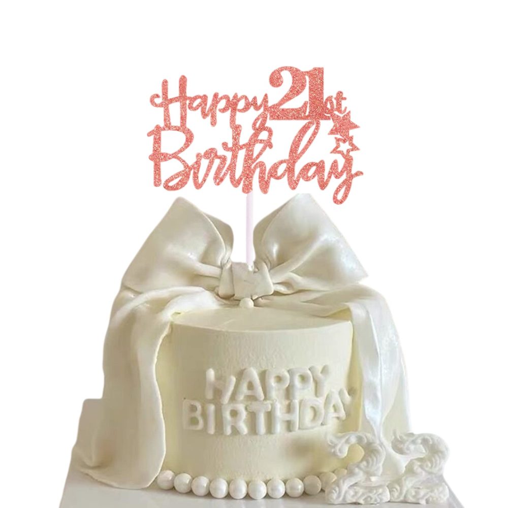 Happy 80th Birthday Cake Topper in Glitter Card,Happy Birthday Cupcake Toppers Rose Gold 80th Birthday Party Decor,Glitter Cake Decoration for Birthday Anniversary Party Decorations(80th, Rose Gold) - Image 3