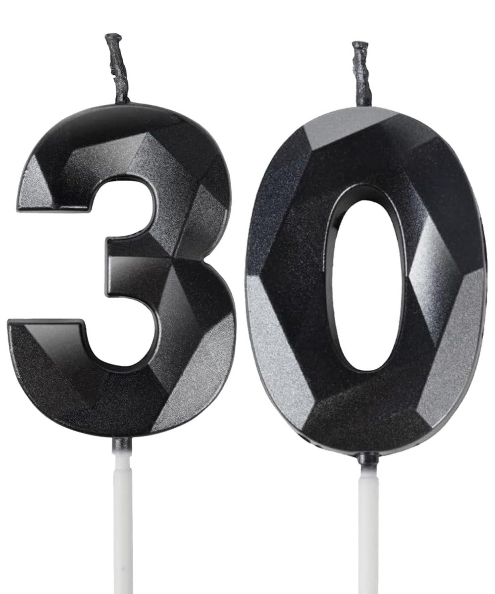 30th Birthday Candles, Black Number 30 Candle,Birthday Cake Candles, Birthday Candle for Cake, Cake Candles Cake Topper Decorations for Birthday Party, Wedding, and Anniversary Supplies