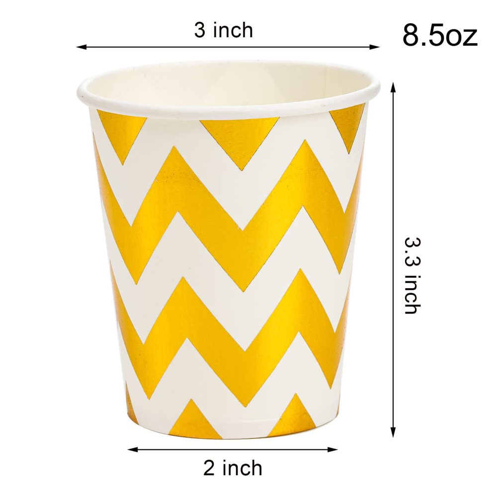 Hiceeden 160 Pack Disposable Paper Cups, 8.5 Oz Party Cups Gold Paper Cups for Beverage, Hot/Cold Drinking, Party, Picnic, Travel and Events - Image 6