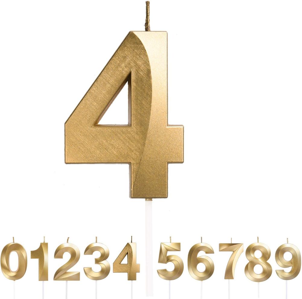 Birthday Number Candles 3D Shape Birthday Cake Candles Gold Glitter Birthday Candles Decorative Decoration for Birthday Anniversary Wedding Party Graduation Party