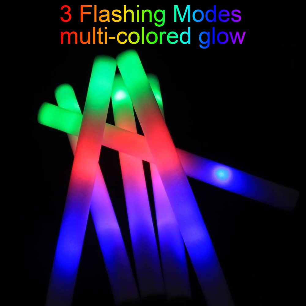 Foam Glow Sticks 30pcs, Light Up Foam Glow Sticks, Led Party Glow Sticks, Light Up Glow Sticks Party Packs, WKxinxuan 3 Modes Glow In The Dark party Supplies for Wedding, Raves, Party, Birthday - Image 4