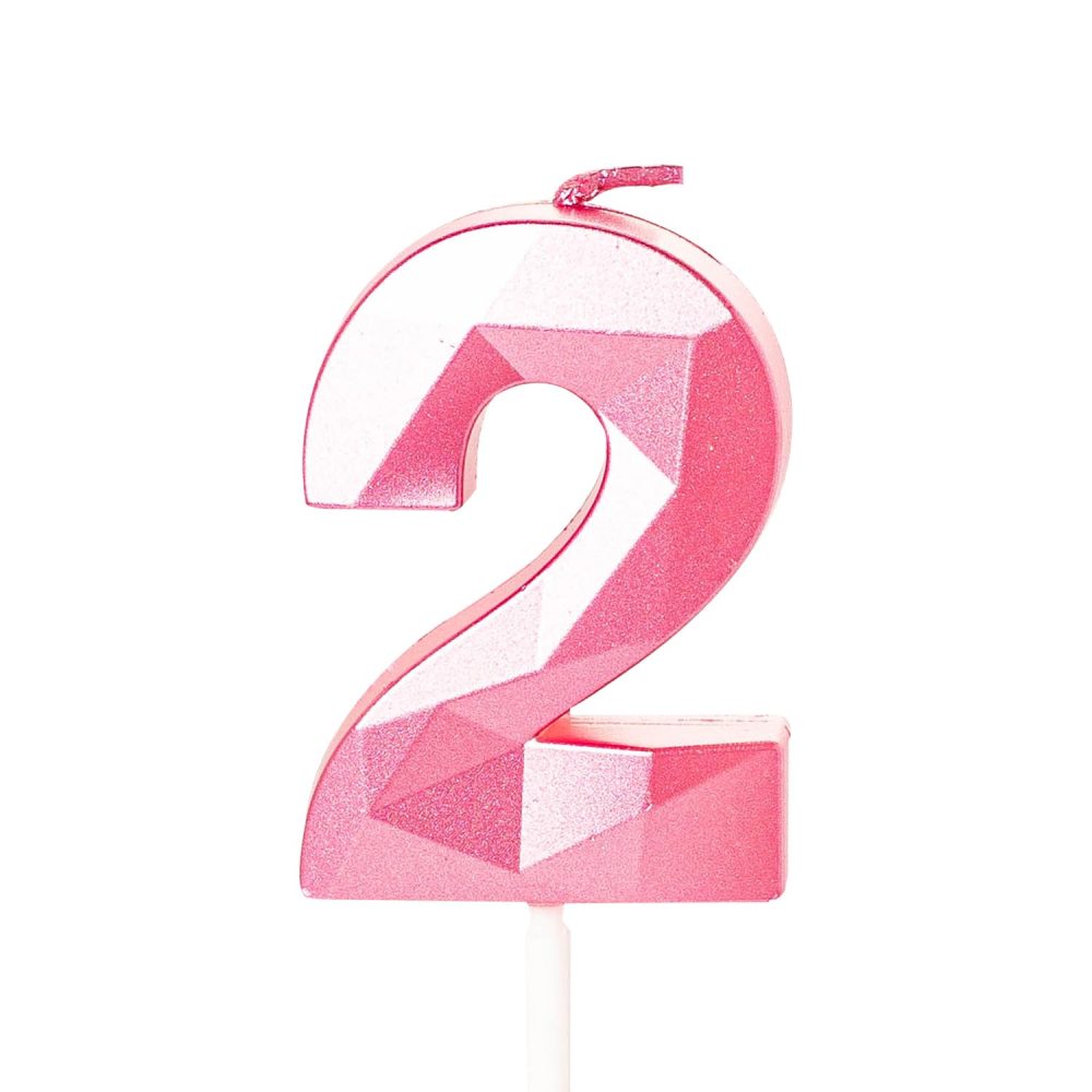 Pink Number 2 Candles for Birthday Cake, Pink 2nd Birthday Candles 2 Birthday Candles 2nd Candles for Cake, 2nd Birthday Cake Candles Cake Toppers Decorations for 2 Year Old Girls Pink