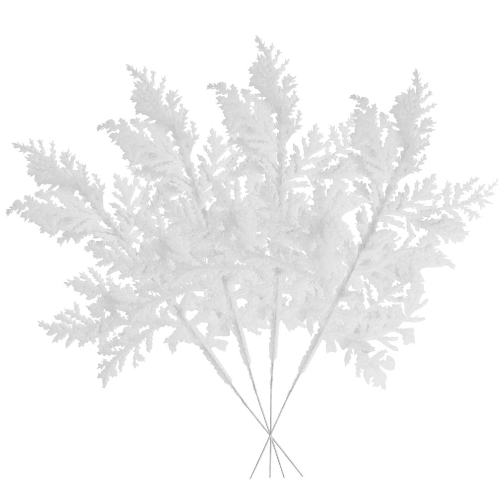 VEYLIN 10 Pcs Artificial Christmas Leaves Picks, White Glitter Leaves for Xmas Tree Wreath Festival Decoration