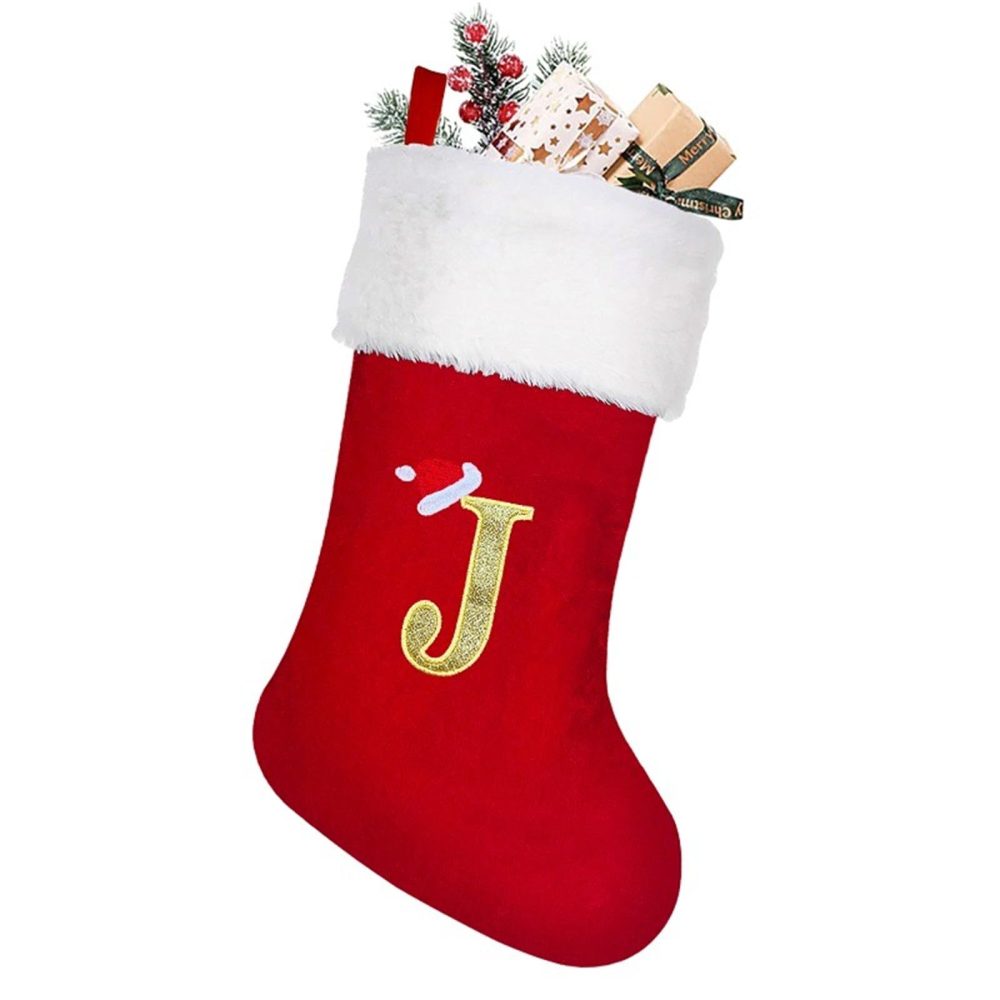 Lifemaison Monogram Christmas Stockings With Letters,Personalized Christmas Stockings 50cm,Red Velvet Xmas Stockings Christmas Stockings,Kids Christmas Stockings Sock Gift Bag For Xmas Tree Decor