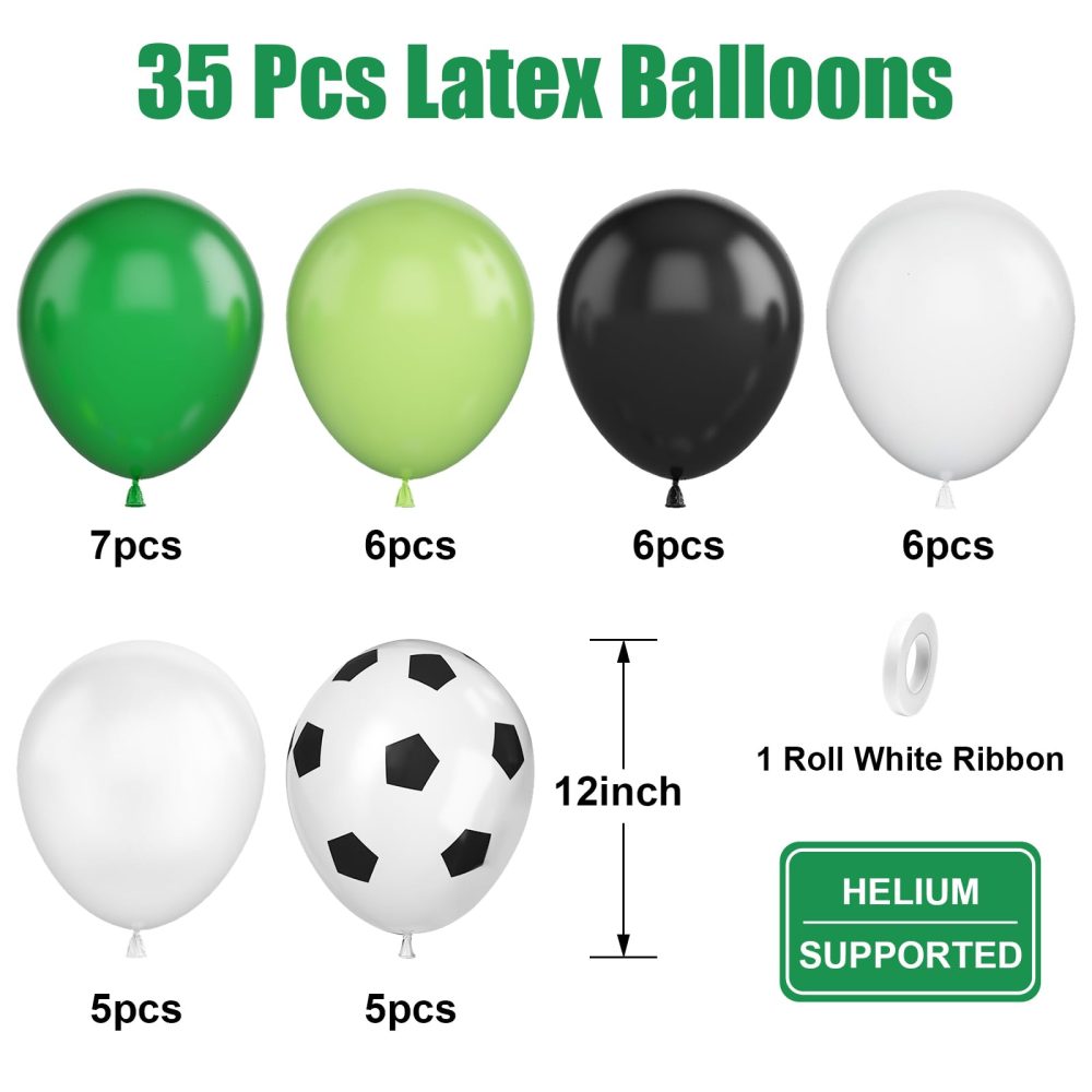Soccer Birthday Party Balloons, 12 Inch Soccer Printed Balloons Dark Green and Black Balloons Clear Green and White Balloons for Boys Football Soccer Party Sports Anniversary Baby Shower Decorations - Image 6