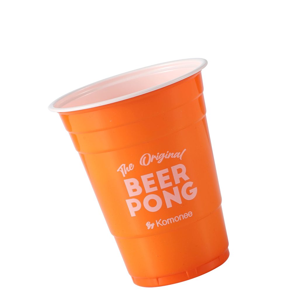 Komonee Beer Pong 16oz 500ml Wide Rimmed American Orange Party Cups 48pcs USA Adult Drinking Game Re-usable Novelty Plastic Drink Strong Glass - Image 5