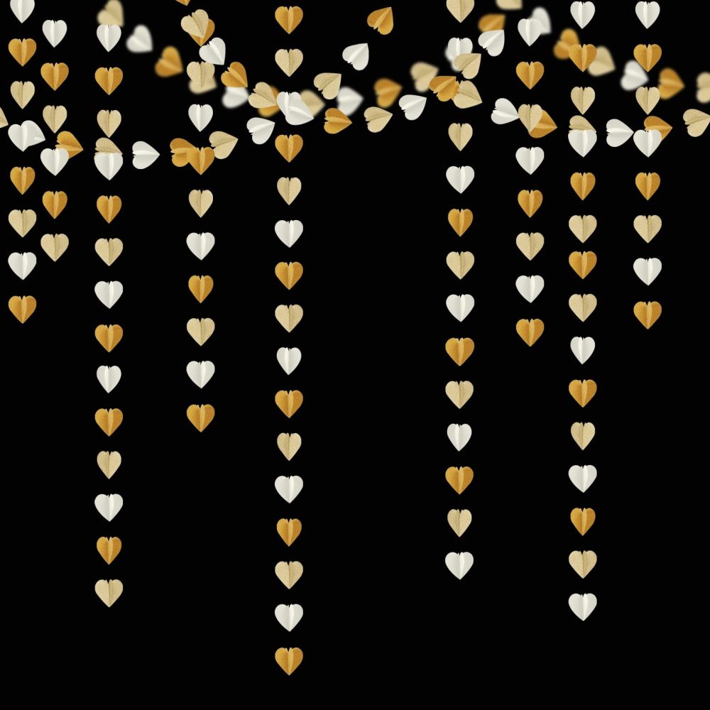 White-Gold Champagne Gold 3D-Heart Garland - 39Ft Christmas Wedding Engagement Hanging Decoration Streamers Banner,Bachelorette Neutral Baby Bridal Shower Valentines Party Decor Lasting Surprise - Image 2