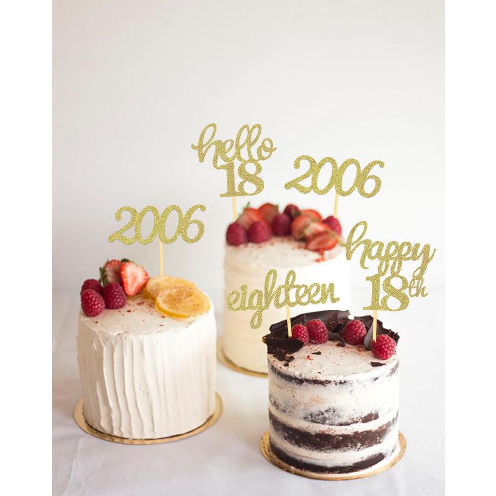 24 Pcs Glitter 18th Birthday Cupcake Toppers for Celebrating 18th Birthday Party Decorations for Eighteen Years Old Birthday Party Supplies (Gold) - Image 4
