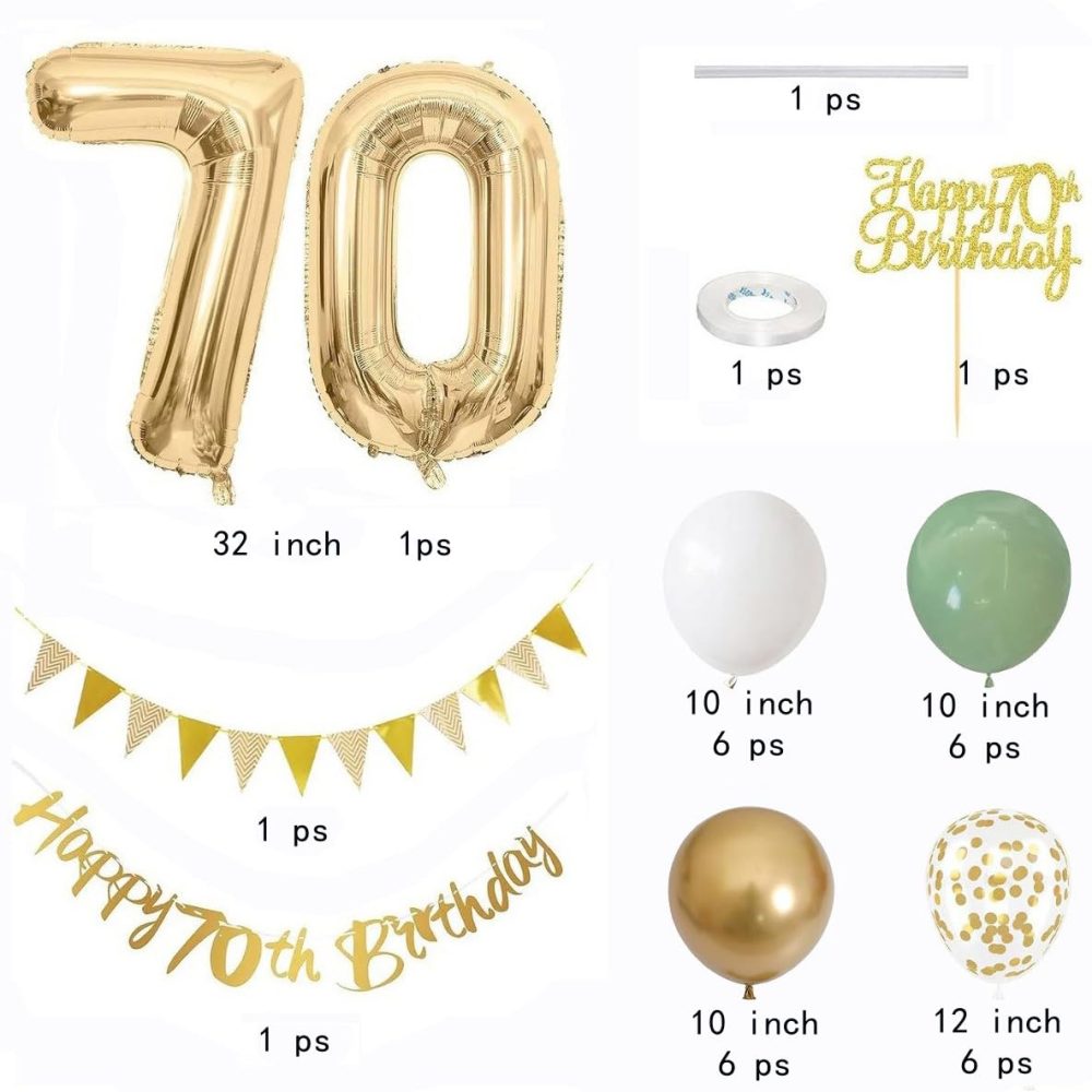 70th Birthday Decorations, Sage Green Birthday Decoration Set with Happy 70th Birthday Banner 70th Birthday Cake Decoration Number 70 Balloon for Men Women 70 Years Old Birthday (70th Birthday) - Image 5