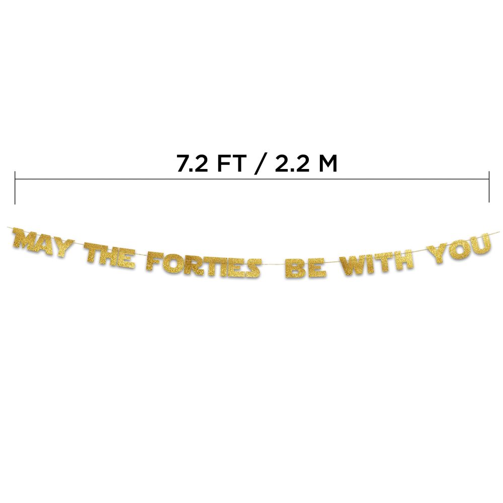 May The Forties Be With You - Happy 40th Birthday Party Glitter Banner - 40th Star Wars Birthday Party Decorations and Supplies - 40th Wedding Anniversary Decorations - Image 5
