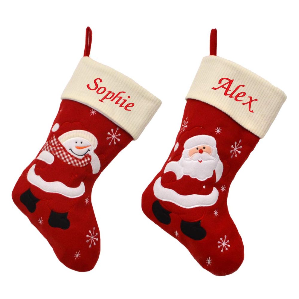 Always Personal Personalised Embroidered Christmas Ivory Cream Xmas Hanging Stockings - Santa or Snowman with Custom Name (Snowman)