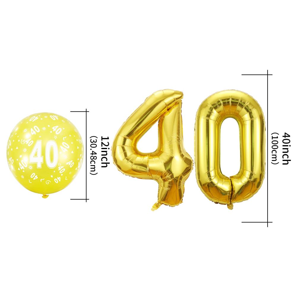 40th Birthday Balloons Set,Gold Number 40 Balloon and 20pcs 12" Multicoloured Numbers Printed Latex Age Balloons,Birthday Balloons for Women Men Birthday Decorations,40th Anniversary Party Supplies - Image 6