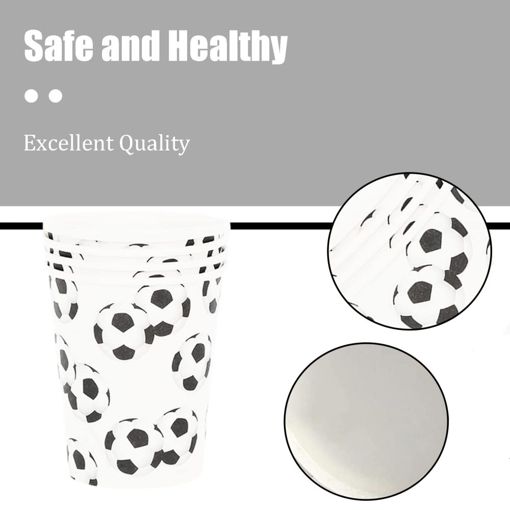 Football Party Paper Cups for Boys,16Pcs Black White Football Paper Cups,Football Tableware Soccer Paper Cups for Kids Aldult Sports Game,World Cup 2022,Football Birthday Party Decorations Supplies - Image 5