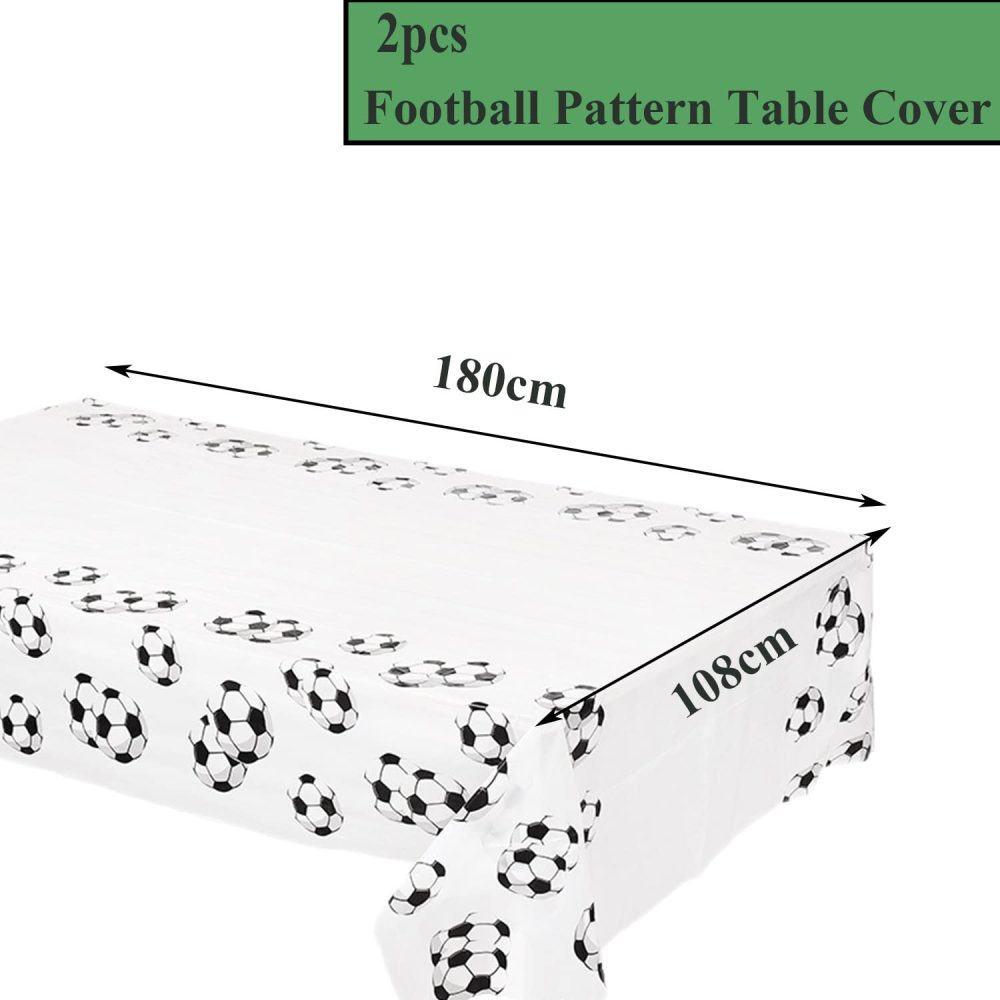 2Pcs 108*180cm Football Party Disposable Tablecloths,White Soccer Football Ball Print Waterproof Tablecloth,Rectangle Table Cloths Party for Sport Dinner Public Viewings Holiday Party Decoration - Image 2
