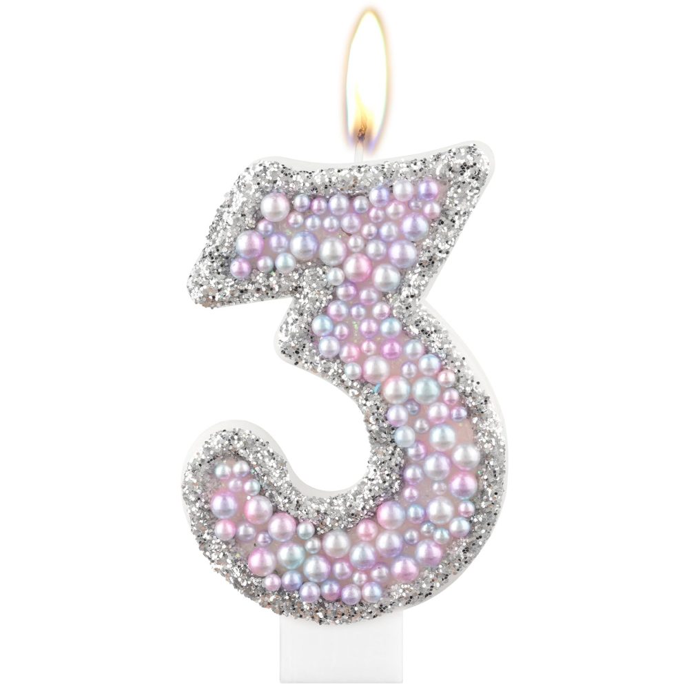 Macaron 3rd Birthday Candles,Purple Pink Number 3 Candle for Cake, Color Pearl Candles, Macaron Themed Birthday Decorations, Sparkler Birthday Candle Cake Topper for Girls Boys Birthday Party Supplies