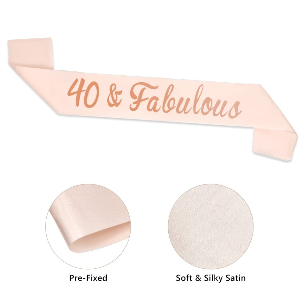 ALLY-MAGIC 40th Birthday Sash, Rose Gold 40 & Fabulous Sash for Women Happy 40th Birthday Gift Party Decorations Supplies Accessories Y3FABJD (40 FABULOUS) - Image 4