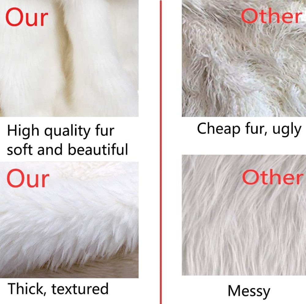 NTMY Christmas Tree Skirts, 36 Inch Faux Fur White Tree Skirts - Image 4
