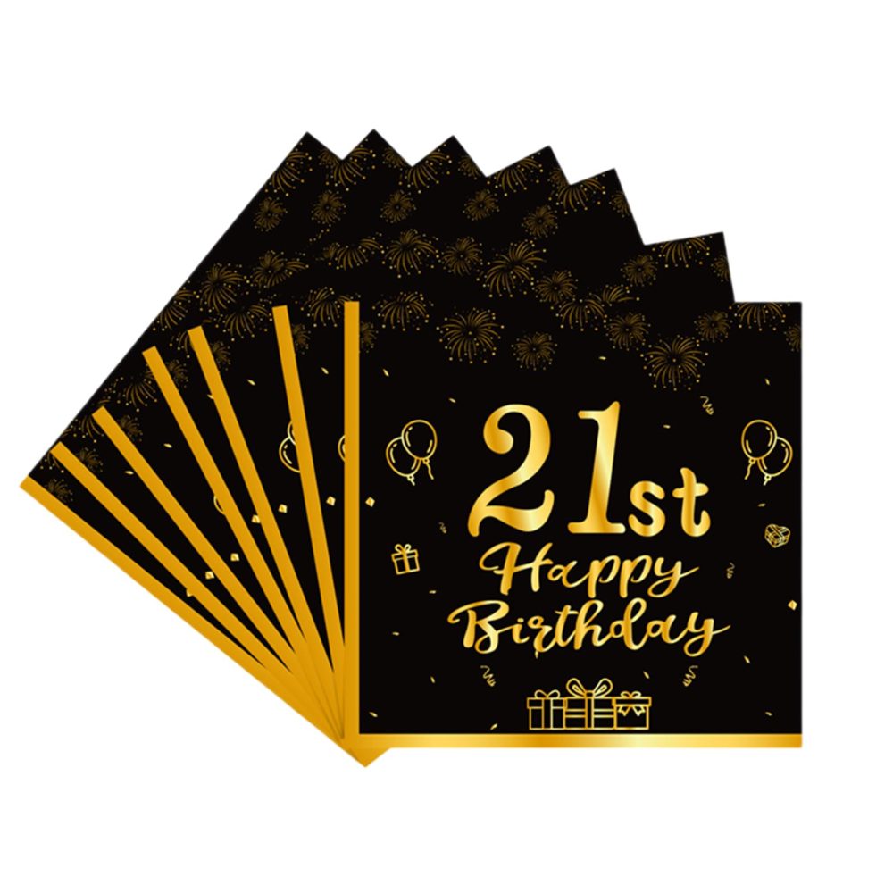 21th Table Napkins 20pcs Black Gold 21st Napkins Serviettes,Happy 21st Birthday Paper Serviettes Napkins for Boys Girls Men 21st Birthday Table Decorations,21st Birthday Party Tissue for Him Her