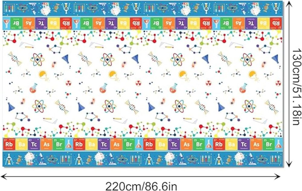 TOKYMOON 2 Pack of Disposable Science Laboratory Themed 54x87In Tablecloths Party Table Cover for Kids Baby Shower Mad Sciencist Science Birthday Party Suppliesds Birthday Baby Shower - Image 2