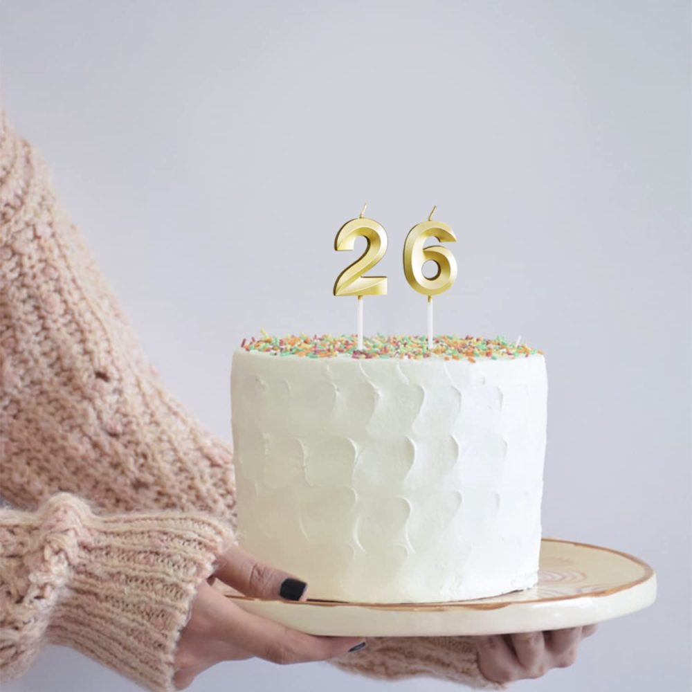 Golden Glitter 3D Number Candles - Perfect for Birthday, Anniversary, Wedding, Graduation Cake (Set of 8) - Image 5