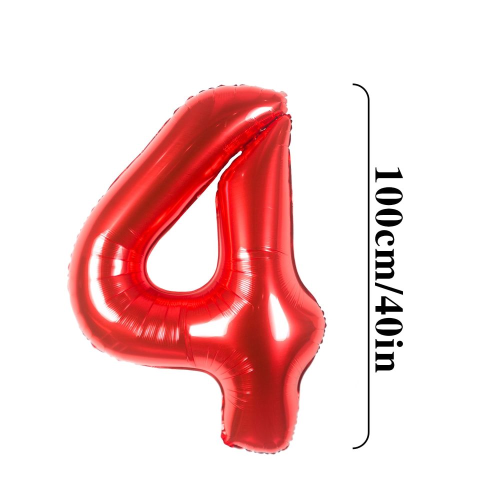 Number 4 Balloons 4,Red 4 Balloon 40 Inch Giant Helium Foil Number Balloons for Boys Girls Party Decor Birthday Anniversary Graduation Party Decorations Supplies - Image 2