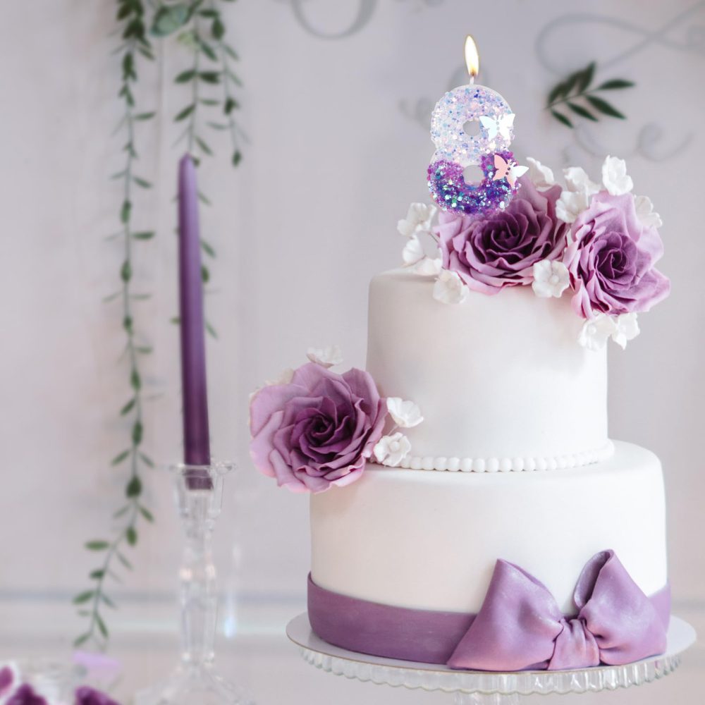Purple 10 Butterfly Birthday Candles, Number 10 Candle, 3D Glitter Sequin Numeral Candles, Birthday Candle for Cake, Happy First Birthday Candle, Cake Candles Topper Decorations for Girls Birthday - Image 4