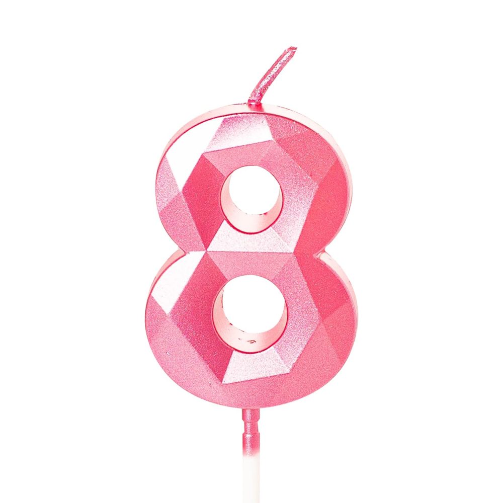 8th Birthday Candle Pink Number 8 Candle for Birthday Cake, Pink 8 Birthday Candle 8th Candle for Cake, 8th Birthday Cake Candle Cake Toppers for 8 Year Old Girls Pink