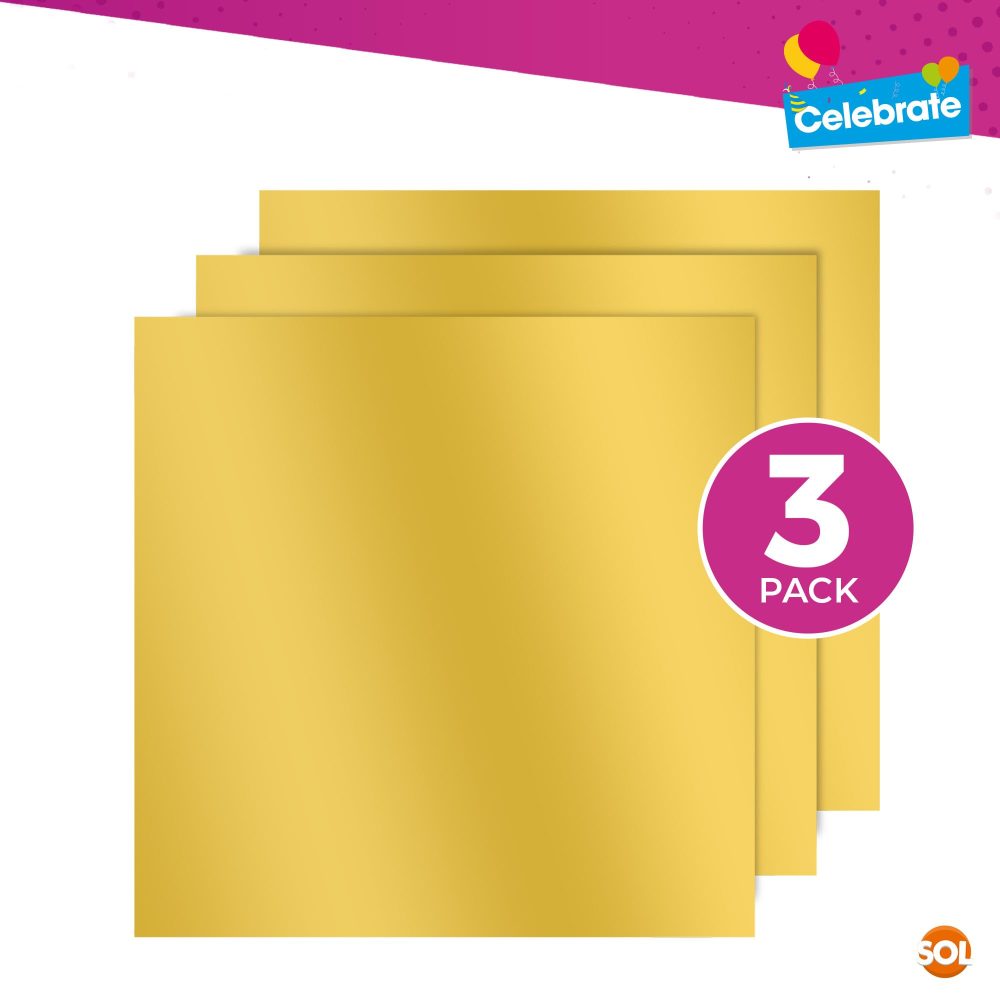 3pk Gold Table Cover | 121 x 121 cm Gold Party Table Cloth | Gold Plastic Table Cloth Gold Disposable Tablecloths For Parties Gold Table Cloths | Table Cover Gold Plastic Tablecloth | Gold Table Cloth - Image 6