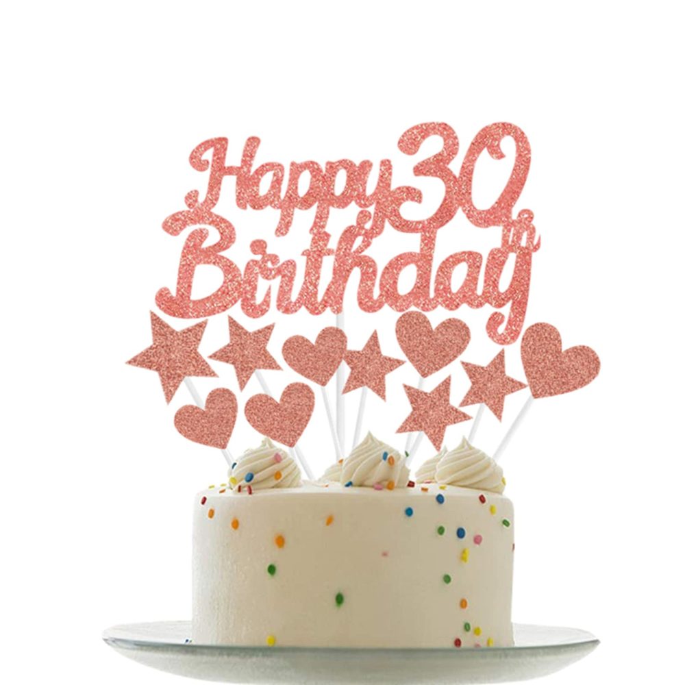 Personalised Happy 30th Birthday Cake Toppers RoseGold Cake Decorations for Women,Her,Lady 30th Birthday Cake Cupcake Topper, Glitter Cakes Banner Decoration for 30 Birthday Anniversary Party Supplies