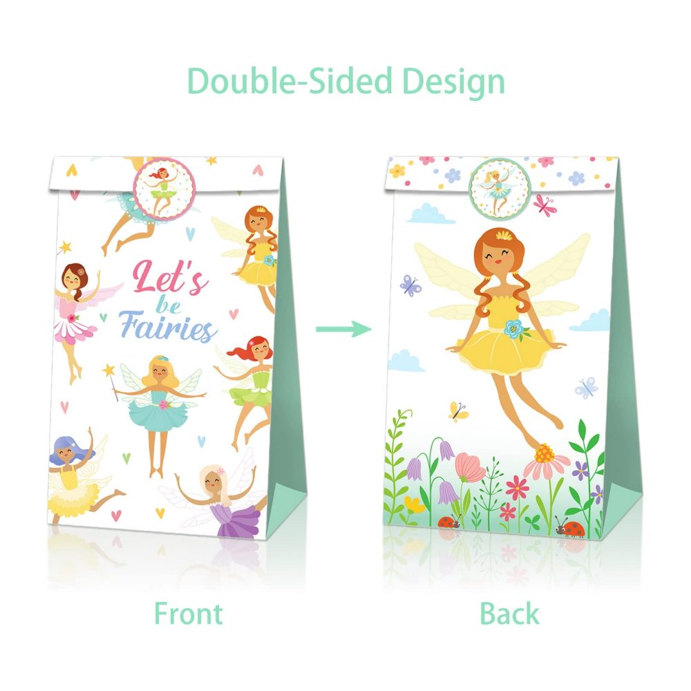 12 Pcs Fairy Party Favor Bags,Let's be fairies Gift Bag,Fairy Theme Treat Bags,Fairy Party Supplies,Butterfly Fairy Goodie Boxes for Birthday Baby Shower - Image 5