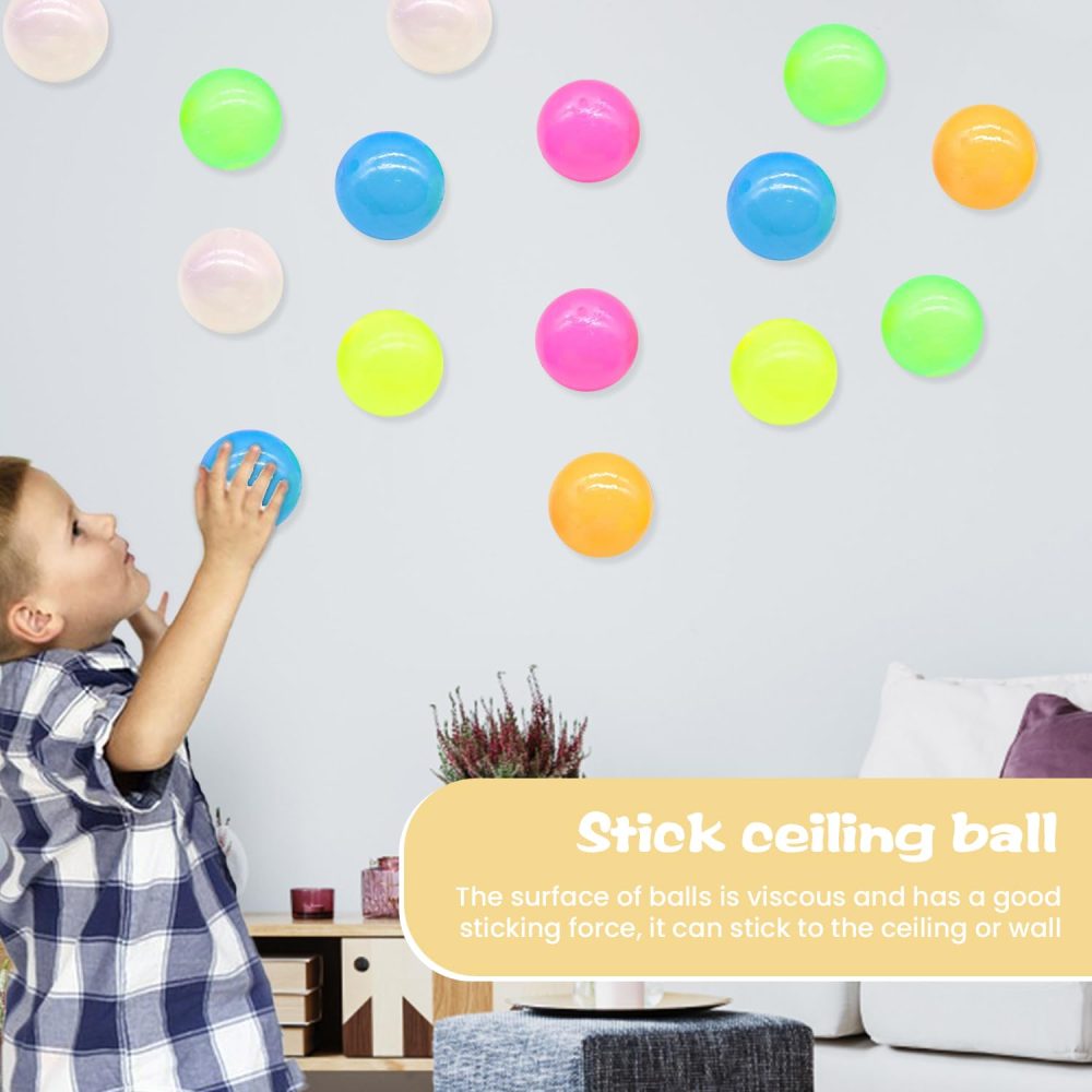 Glorbs Balls - 10 Pack Glows in the Dark Sticky Balls, Sticky Glows Balls for Ceiling, Sticky Glows Stress Balls Fidget Toys, Stress Relief Sensory Toys Sticky Ceiling Balls (Green, 4.5CM / 1.77In) - Image 8