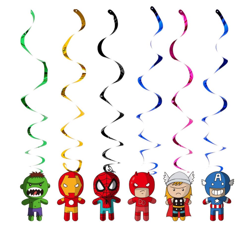 6Rolls Superhero Avanger Birthday Party Hanging Swirl Decorations-Superhero Spider Hanging Swirls Ceiling Decorations Shiny Foil Swirls for Baby Shower,Spider-Man Birthday Theme Party Supplies