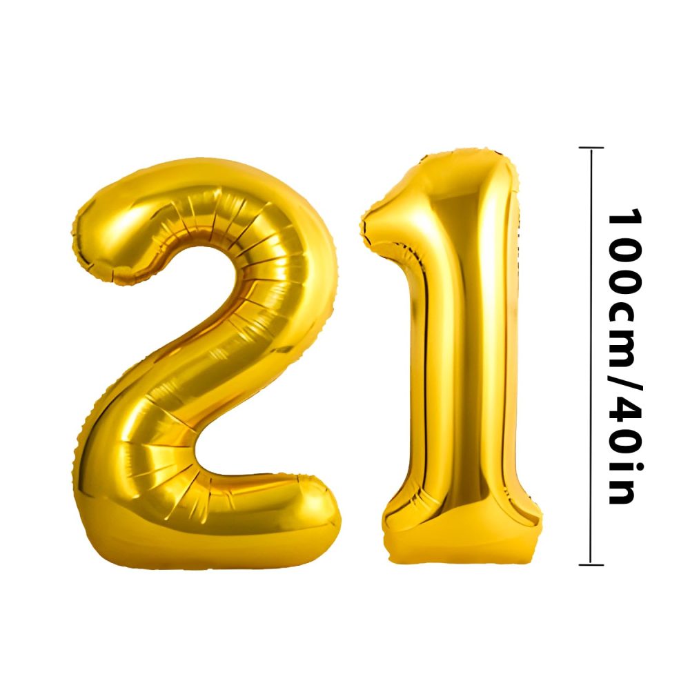 Number Balloons 21,Gold Balloons 21 for Birhtday Party Decoration,40 Inch Giant Helium Foil Number Balloons for Women Men 21th Birthday Party Decor Anniversary Party Decorations Supplies - Image 5