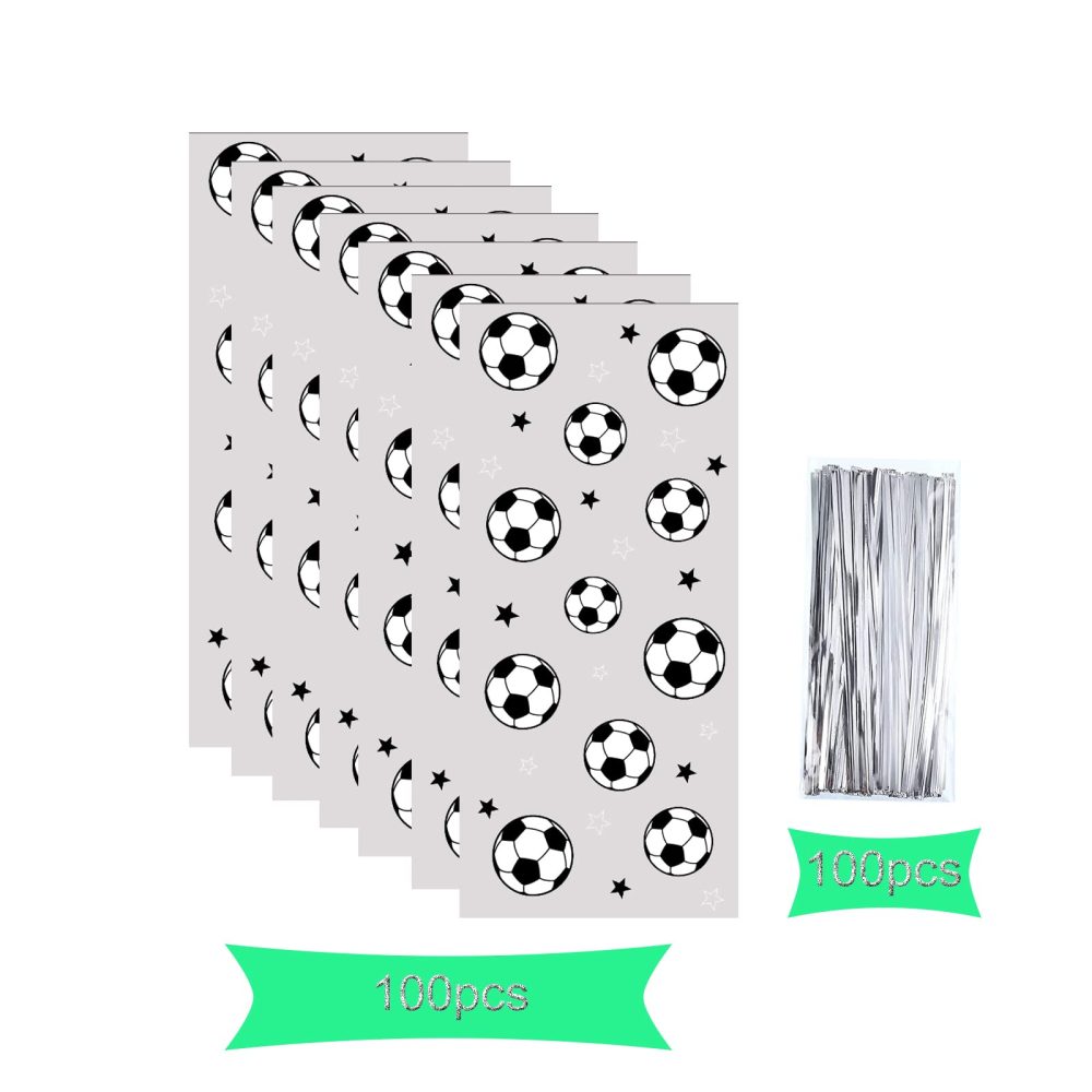 100 Pieces Clear Soccer Treat Bags Gift Bags, Soccer Party Favors Bags Soccer Cellophane Bag for Candy with 100 Pieces Silver Twist Ties - Image 5
