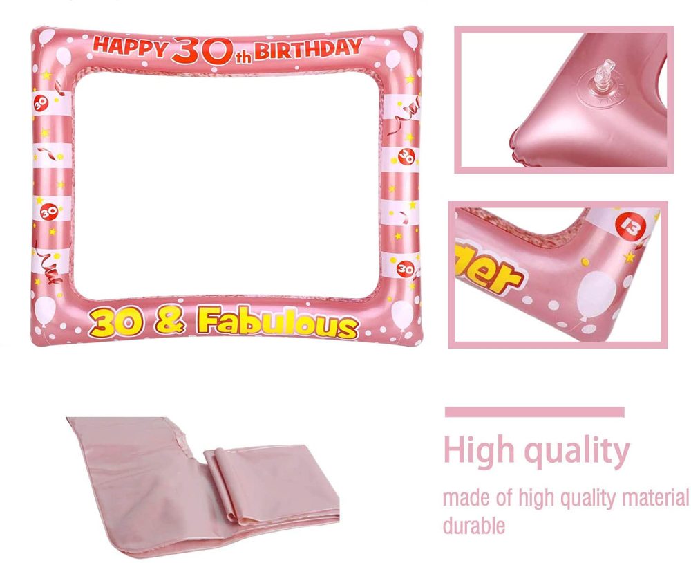 30th Birthday Photo Booth Props,Rose Gold Inflatable Selfie Frame Picture Frame,Giant Inflatable Party Photo Booth Frame 30th Birthday Decorations for Girls Party Decor Supplies Womens Favor Gift - Image 6