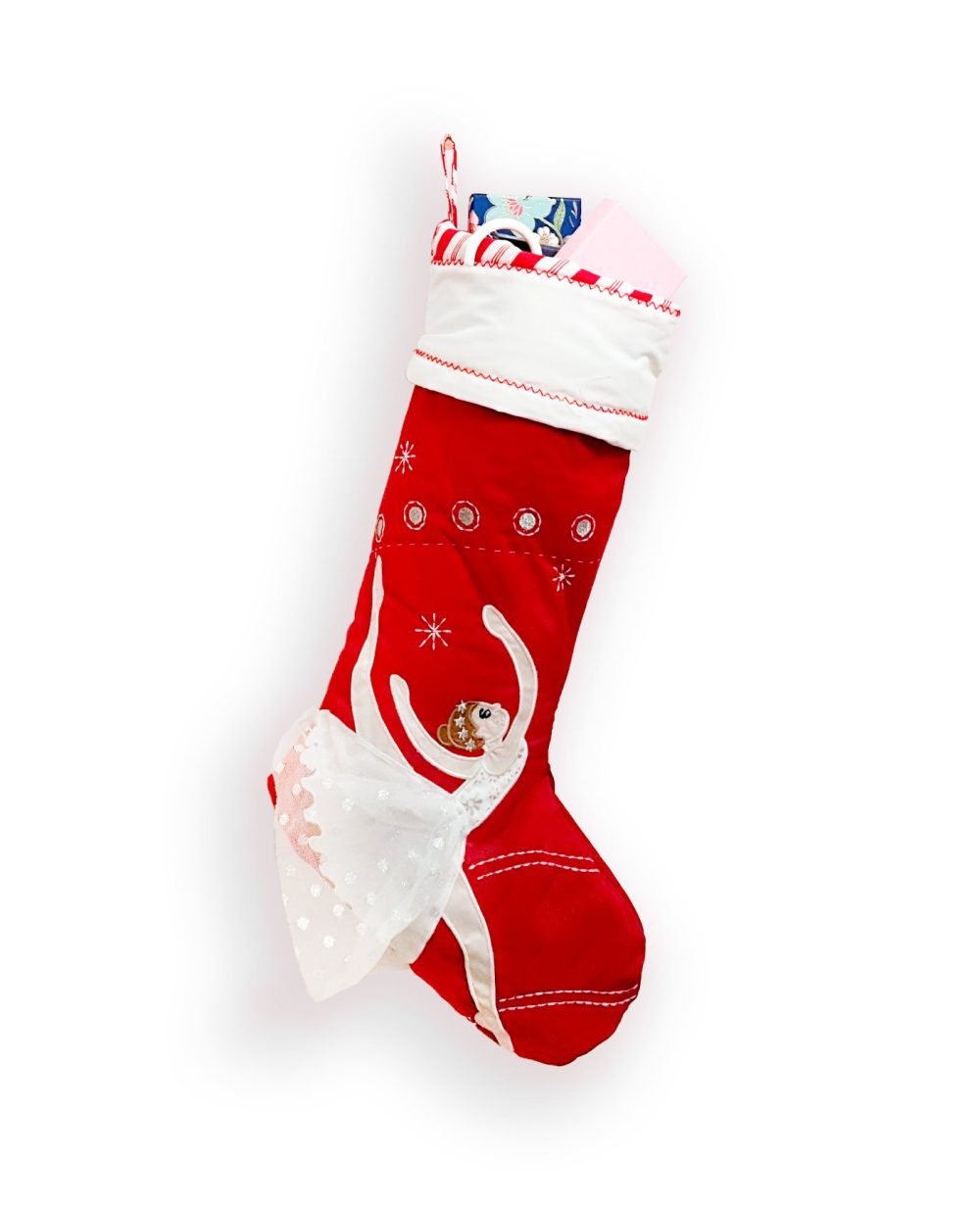 ricki and richi Large Quilted Christmas Holiday Stocking/Snowman,Reindeer,Train,Airplane,Santa，Ballerina (BALLERINA)