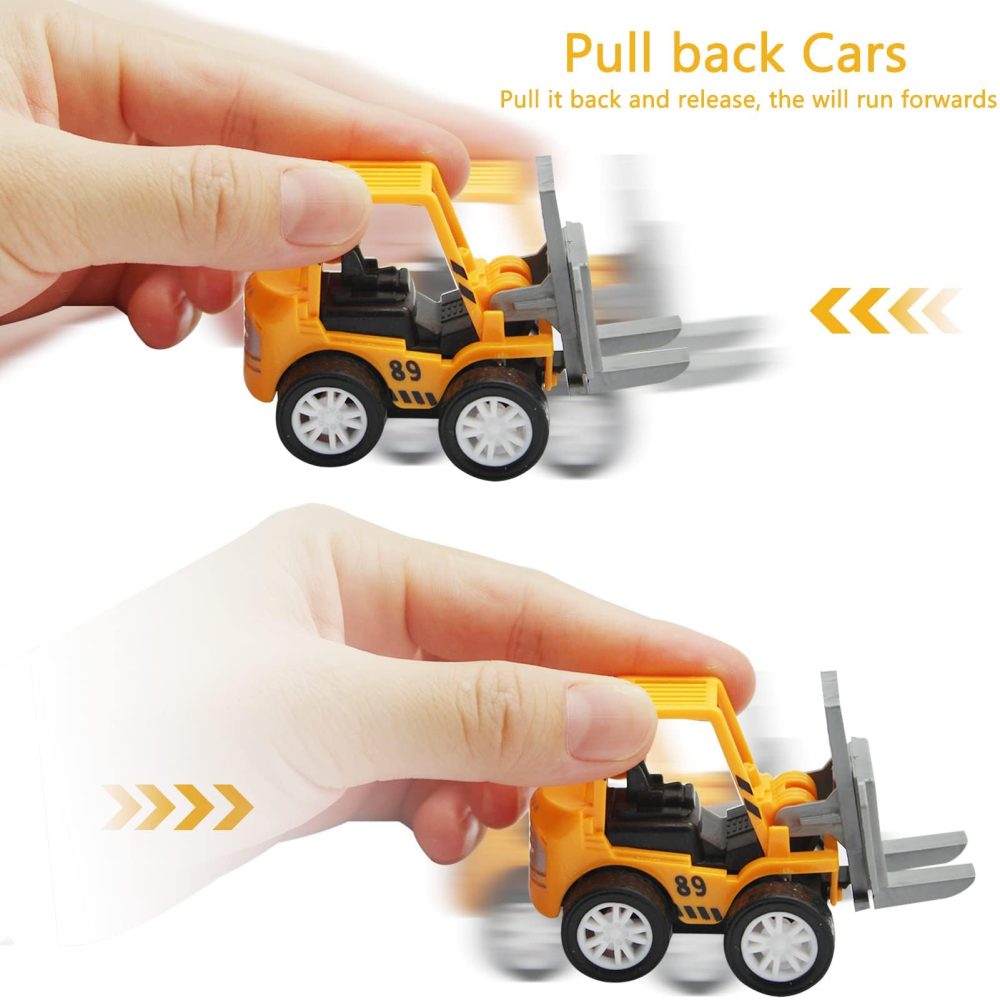 Wieat 17Pcs Mini Construction Vehicles Toys, Mini Digger Cake Toppers for Kids Birthday Party Favors Decorations, Educational Toys, Pull Back Car, Christmas/Birthday Gifts for Kids Boys Girlstions - Image 4