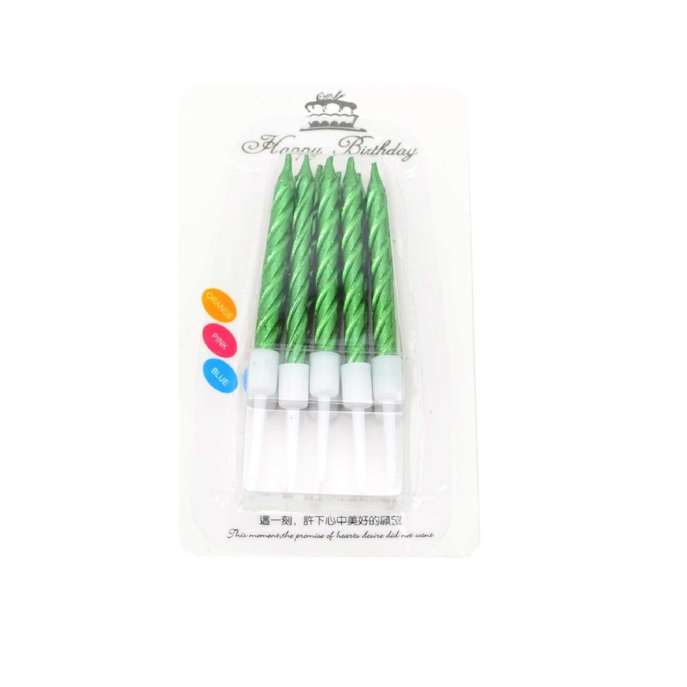 SHATCHI 10pcs Spiral Candles for Birthday Wedding Anniversary Dinner Party Cake Topper Table Decorations, Green
