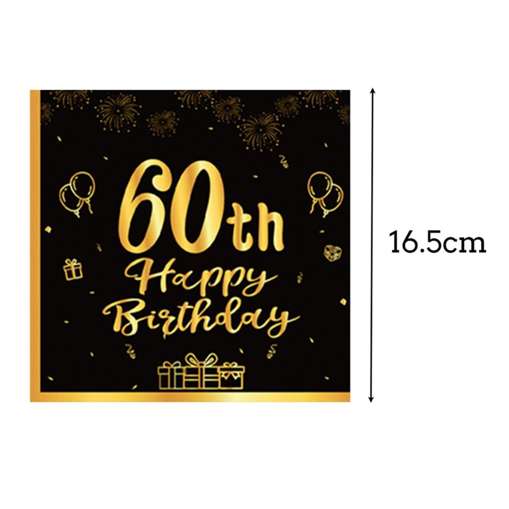 Happy 60th Birthday Napkins Black and Gold,20Pc 60th Tableware Party Napkins,60th Birthday Decorations Tissue Luncheon Paper Napkins for Women,Men,Him,Her 60th Birthday Party Supplies Table Decoration - Image 4