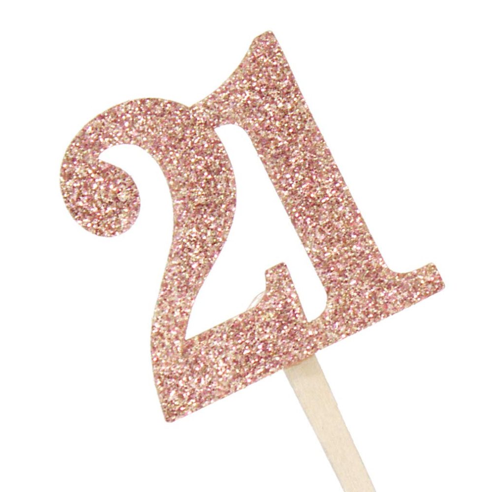 Sumerk 36PCS Rose Gold Glitter 21 Cupcake Toppers 21th Birthday Cupcake Picks Anniversary Birthday Party Decoration Supplies - Image 4