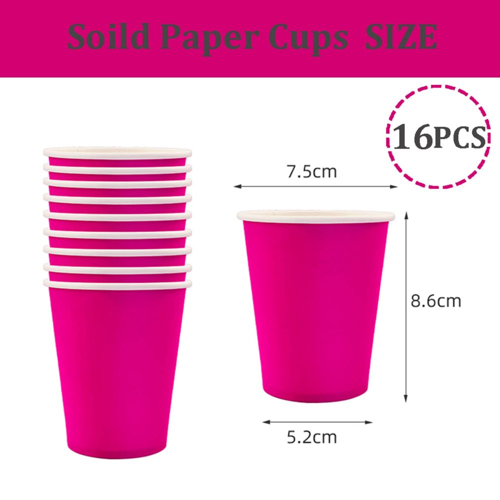 ATBEAMEN 16PCS Rose Red Paper Cups,Disposable Paper Cup Solid 9oz Paper Cups Tableware Birthday Decorations Party Cups Party Drinking Cups for BBQs,Christmas,Picnic,Baby Shower,Party Cups Supplies - Image 4