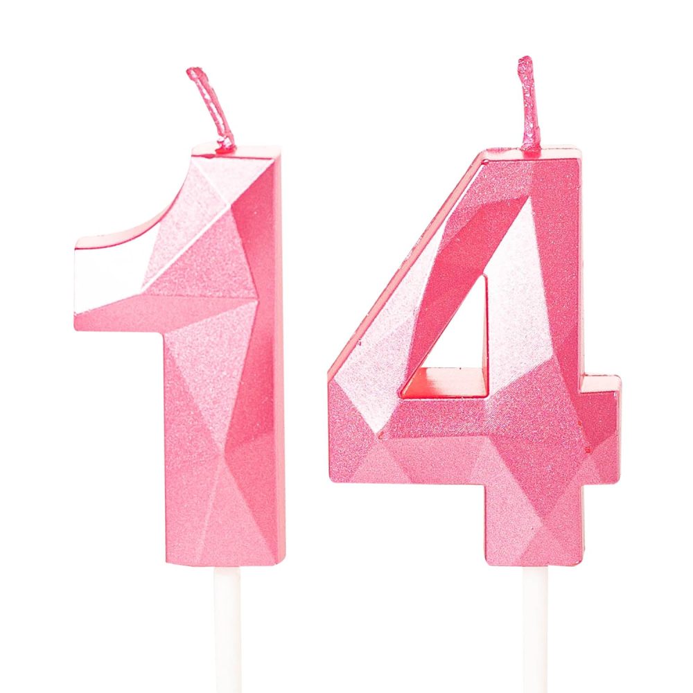 14th Birthday Candles Pink Number 14 Candles for Birthday Cake, Pink 14 Birthday Candles 14th Candles for Cake, 14th Birthday Cake Candles Cake Toppers for 14 Year Old Girls Pink