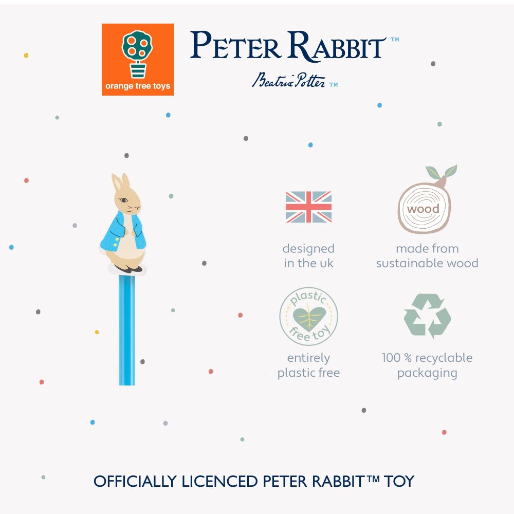 Orange Tree Toys 9 x Peter Rabbit Novelty Pencils for Kids - Wooden Kids Pencils, Funky Pencils for Children - Bulk Pencils for Party Bags, Easy Grip Pencils for Kids, Toddlers, Pack of Pencils - Image 7