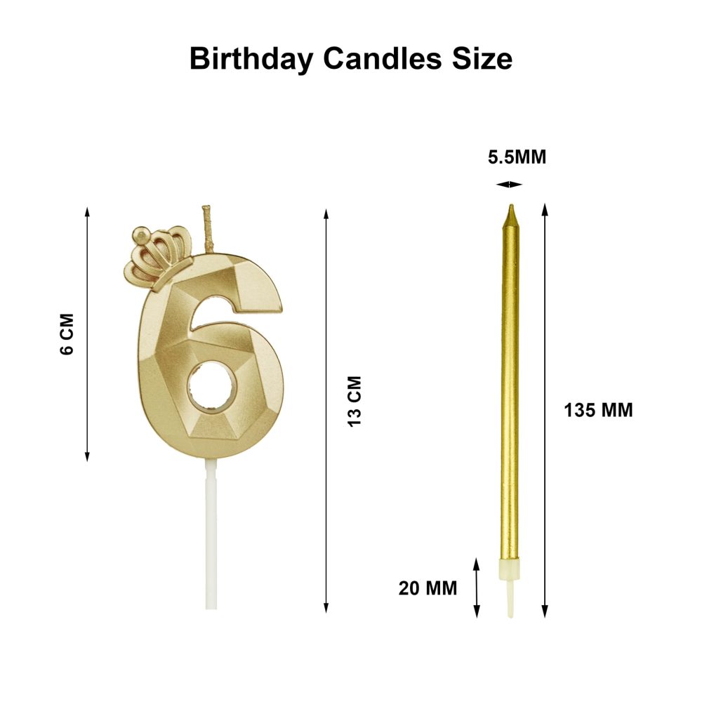 21th Gold Crown Birthday Candles Set, with 6Pcs Long Candles，Birthday Numbers 21 Candles, Happy Birthday Cake Topper for Birthday Party Parties Weddings Company Anniversarie (Gold, 21) - Image 2