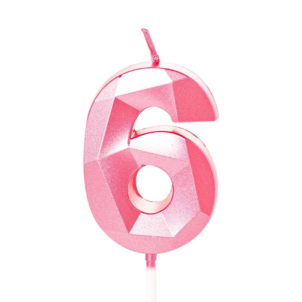 6th Birthday Candle Pink Number 6 Candle for Birthday Cake, Pink 6 Birthday Candle 6th Candle for Cake, 6th Birthday Cake Candle Cake Toppers for 6 Year Old Girls Pink