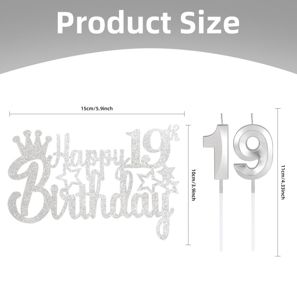 80th Silver Birthday Cake Candle, Party Candle with Cake Topper, Silver Party Candle Cake Topper for Boys Girls Men Women, 80th Birthday Decoration, Wedding Anniversary - Image 7