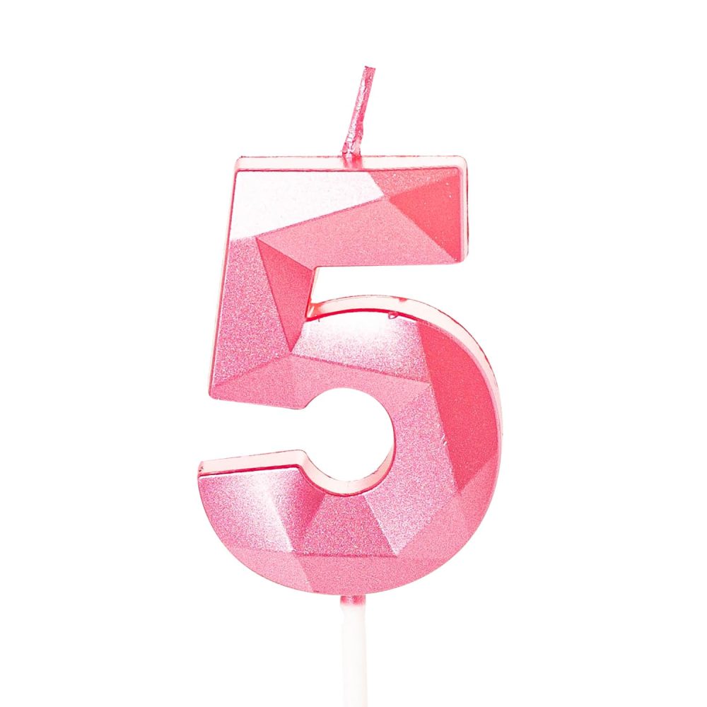 5th Birthday Candle Pink Number 5 Candle for Birthday Cake, Pink 5 Birthday Candle 5th Candle for Cake, 5th Birthday Cake Candle Cake Toppers for 5 Year Old Girls Pink